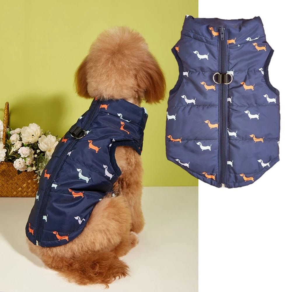 Snooze Doggy Pet Cats Dogs Warm Zipper Traction Hole Cardigan Cotton Vest Pet Warm Clothes Dogs Autumn Winter Clothes Cardigan For Pets