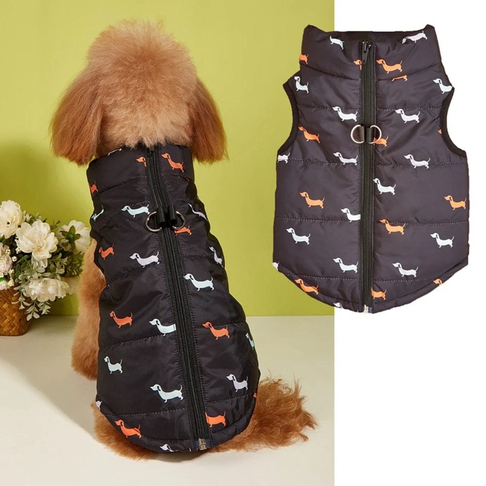 Snooze Doggy Pet Cats Dogs Warm Zipper Traction Hole Cardigan Cotton Vest Pet Warm Clothes Dogs Autumn Winter Clothes Cardigan For Pets