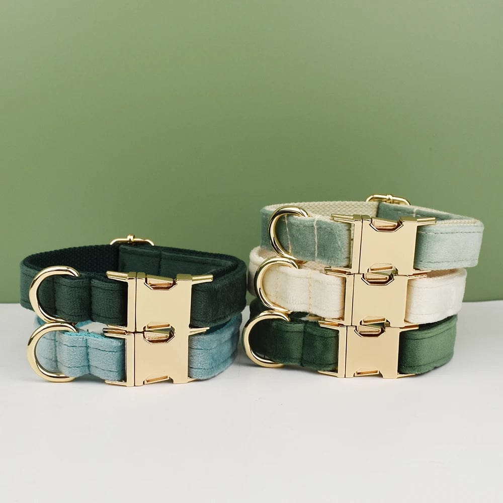 Snooze Doggy Velvet adjustable dog CollarLeash,Gold dog Collar and leash set,Dog Collar Leash and harness set strong large dog