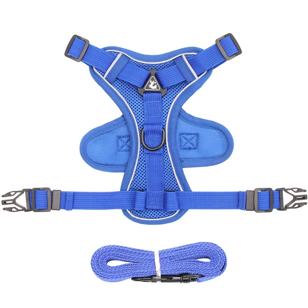 Snooze Doggy Blue / X-Large Dog Harness with 1.5m Traction Leash Set No Pull Dog Vest Strap Adjustable Reflective Breathable Harness for Dogs Puppy and Cats