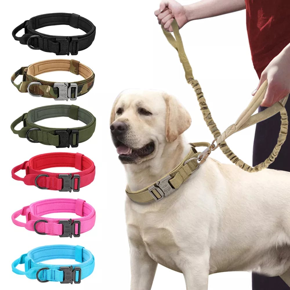 Snooze Doggy Durable Military Tactical Dog Collar Bungee Leash Set Pet Nylon Walking Training Collar For Medium Large Dogs German Shepard