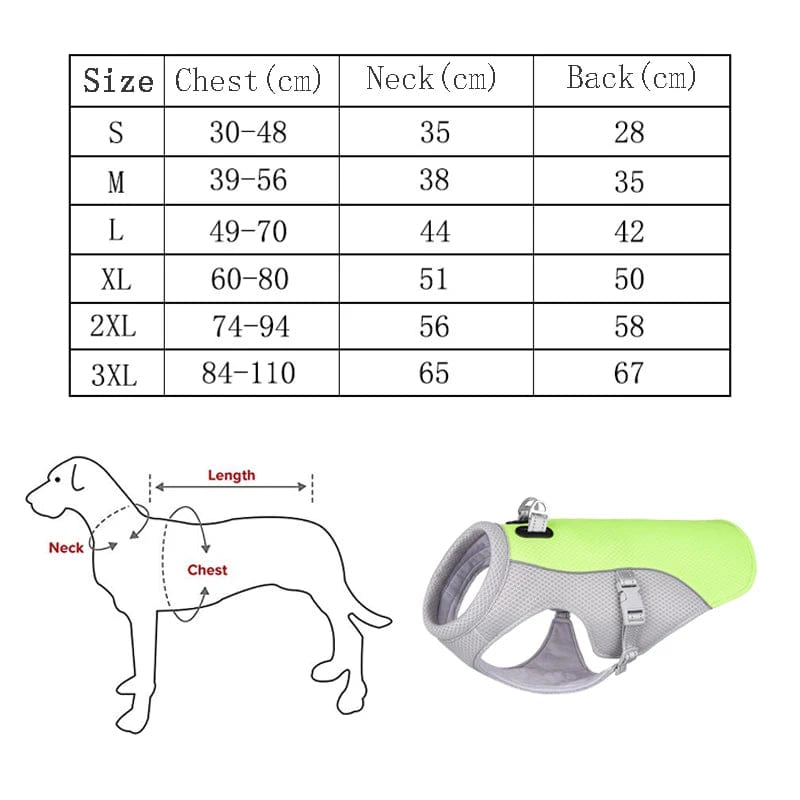 Snooze Doggy Ice Cooling Dog Vest Summer Mesh Clothes for Small Medium Large Dogs Outdoor Pet Cool Down Jackets Breathable Big Dog Harness