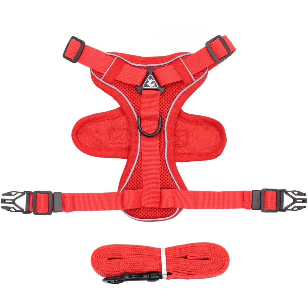 Snooze Doggy Red / X-Large Dog Harness with 1.5m Traction Leash Set No Pull Dog Vest Strap Adjustable Reflective Breathable Harness for Dogs Puppy and Cats